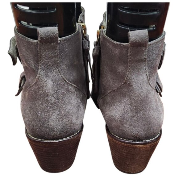 Boden Women’s Gray Suede Ankle Boots Size EU 42 Gold Buckle Strap - Picture 6 of 12